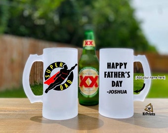 Super Dad Beer Mug | Frosted Glass Father's Day Gift