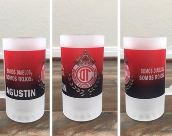 Deportivo Toluca Frosted Beer Mug, Custom Name 16oz
