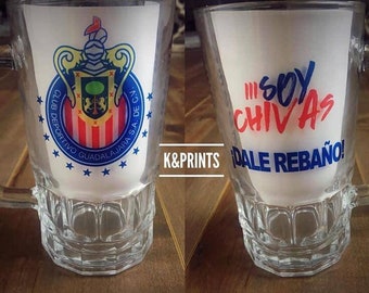 Chivas de Guadalajara Beer Mug - 18 oz Clear Glass, Personalized