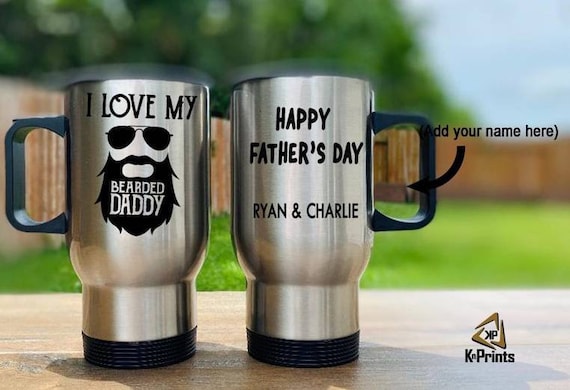 TERMO PAPA 16oz Stainless Steel Travel Mug Coffe Mug Father's Day Gift  Custom Coffee Mug Termo Dia Del Padre Silver and White 