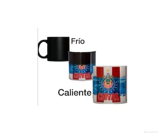 11 oz Taza magica Chivas De Guadalajara  color changing mug. Coffee mug Chivas Rayadas. Taza de ceramica para cafe.