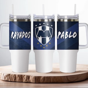 40oz Tumbler stainless steel Rayados de Monterrey Cup. Colors silver. Termo Rayados printed with permanent ink.