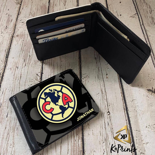 Custom Men Wallet Club America. Personalized Wallet. Gift Wallet. Pu Leather Wallet. Custom With Your Name.Gift For Him. Aguilas Del America