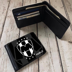 Billetera personalizada para hombre Rayados de Monterrey Billetera personalizada Billetera de regalo Billetera de piel sintética Personalizada con tu nombre Regalo para él Rayados
