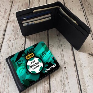 Billetera Personalizada Para Hombres Santos Laguna. Monedero de regalo. Cartera de cuero Pu. Costumbre con su nombre.regalo para él. Club Santos