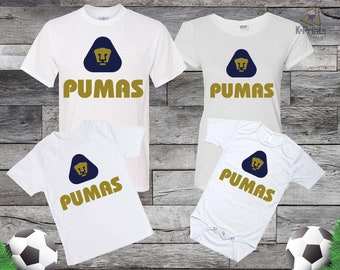 Pumas UNAM t shirts baby one piece bodysuit panalero toddler Family t shirts personalized. Playeras Pumas de la UNAM personalizadas