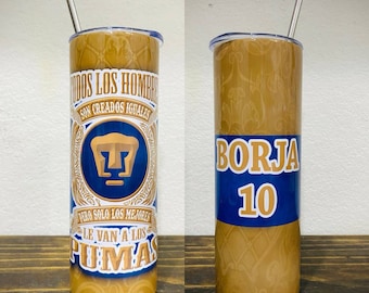 Personalized Pumas UNAM 20oz Skinny Tumbler, Liga MX
