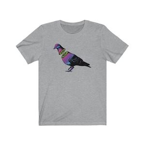 Multicolored Kiwi Pigeons Playing Ping Pong Unisex Jersey Short Sleeve Tee