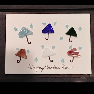 Singing in the Rain 5x7 Glass Art in 6x9 Shadow Box