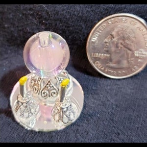 Miniature Crystal Ball/&quot;Burning&quot; Taper Candles Set - Pink