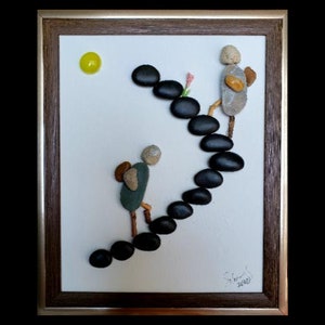 Climb to the Top 8x10 Framed Pebble Art