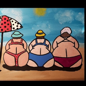 Big Beach Babes 8x10 Acrílico sin marco sobre lienzo estirado