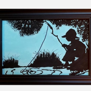 At the Fishin&#39; Hole - 5x7 Framed Silhouette
