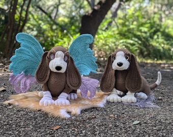 PATTERN ONLY Crochet Basset Hound PDF file Pattern Download Basset Hound with Fairy Wings