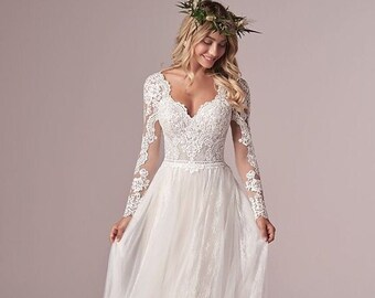 boho lace wedding dress long sleeve