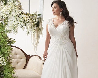 plus size second wedding dresses with sleeves