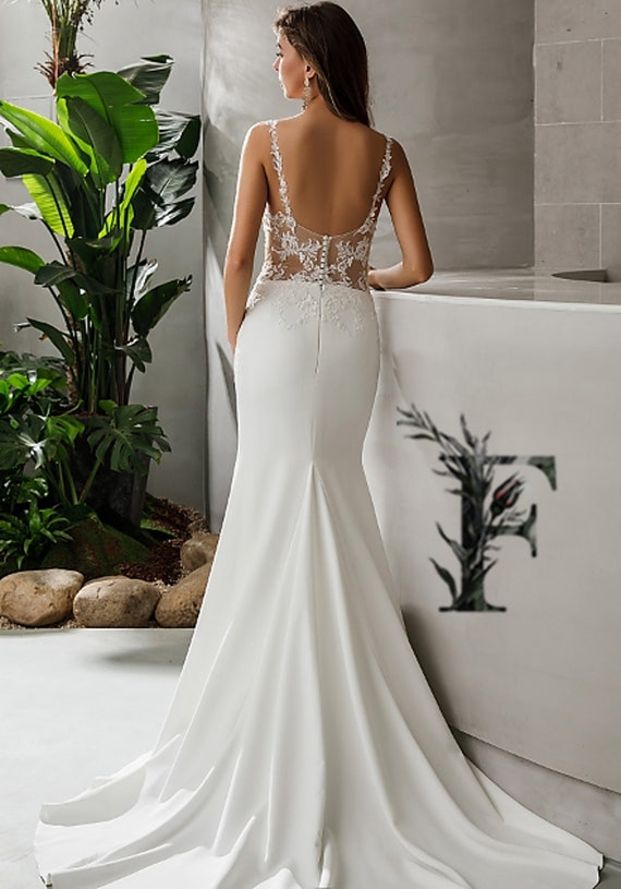 Wedding dress sheath low back top
