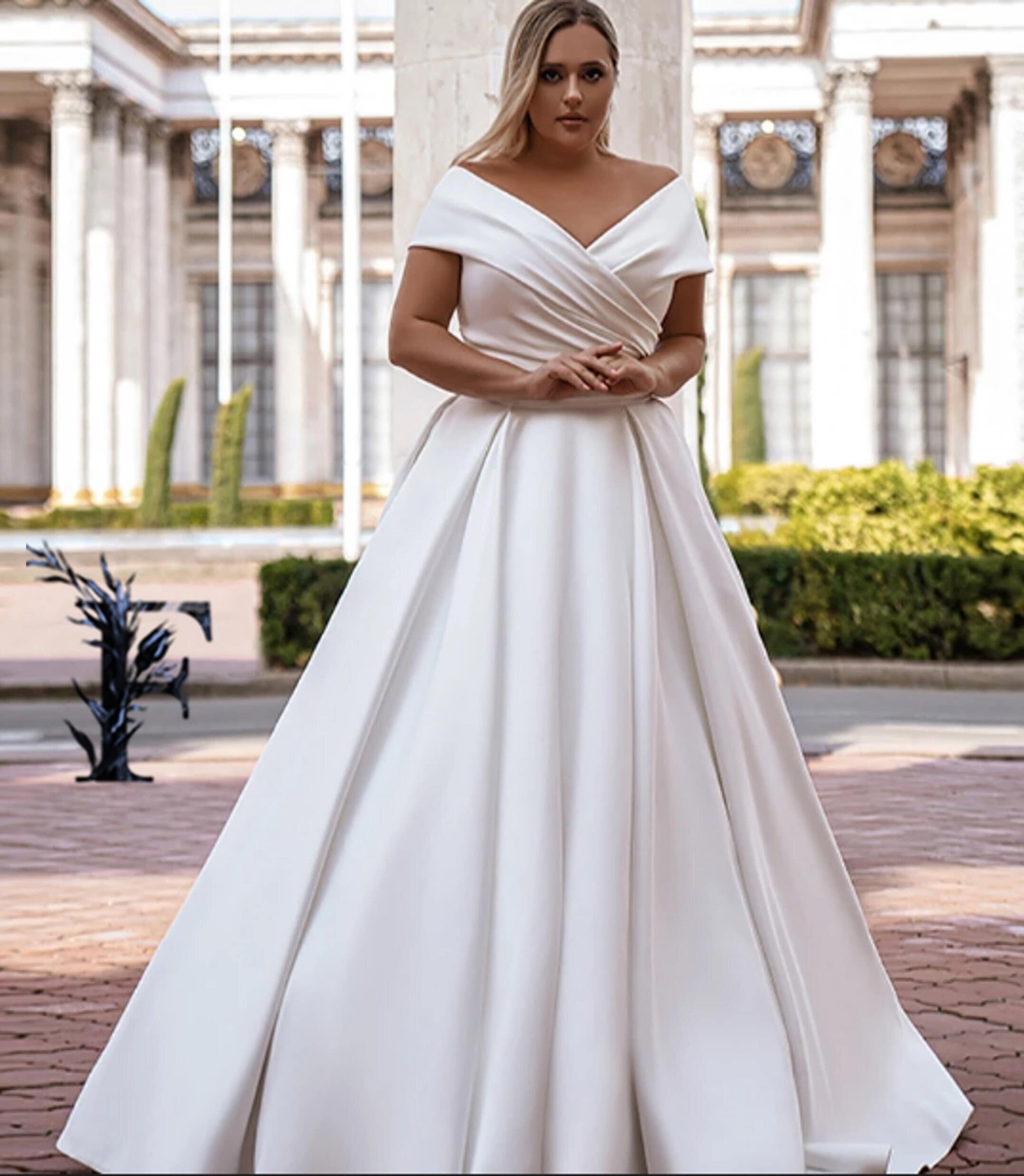 Plus Size Curvy Satin A-line Ballgown Wedding Dress Corset - Etsy Singapore