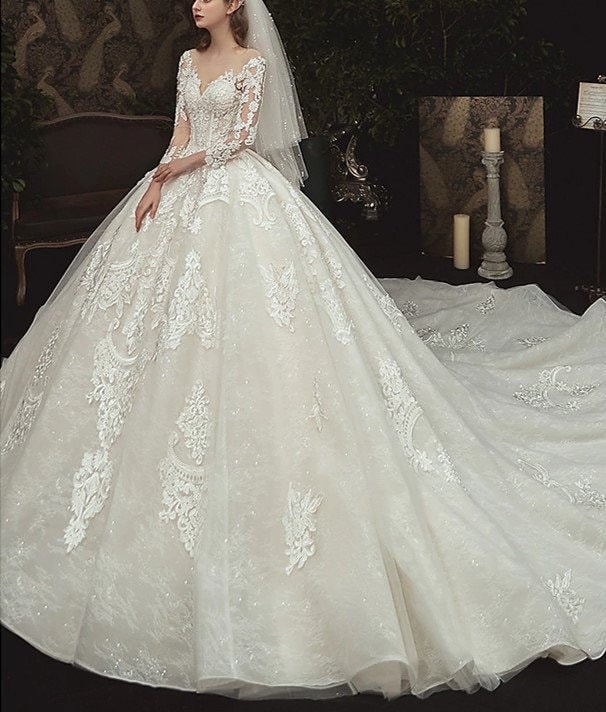 Luxury Beaded Ballgown Wedding Dress Wedding Gown Beaded | Etsy