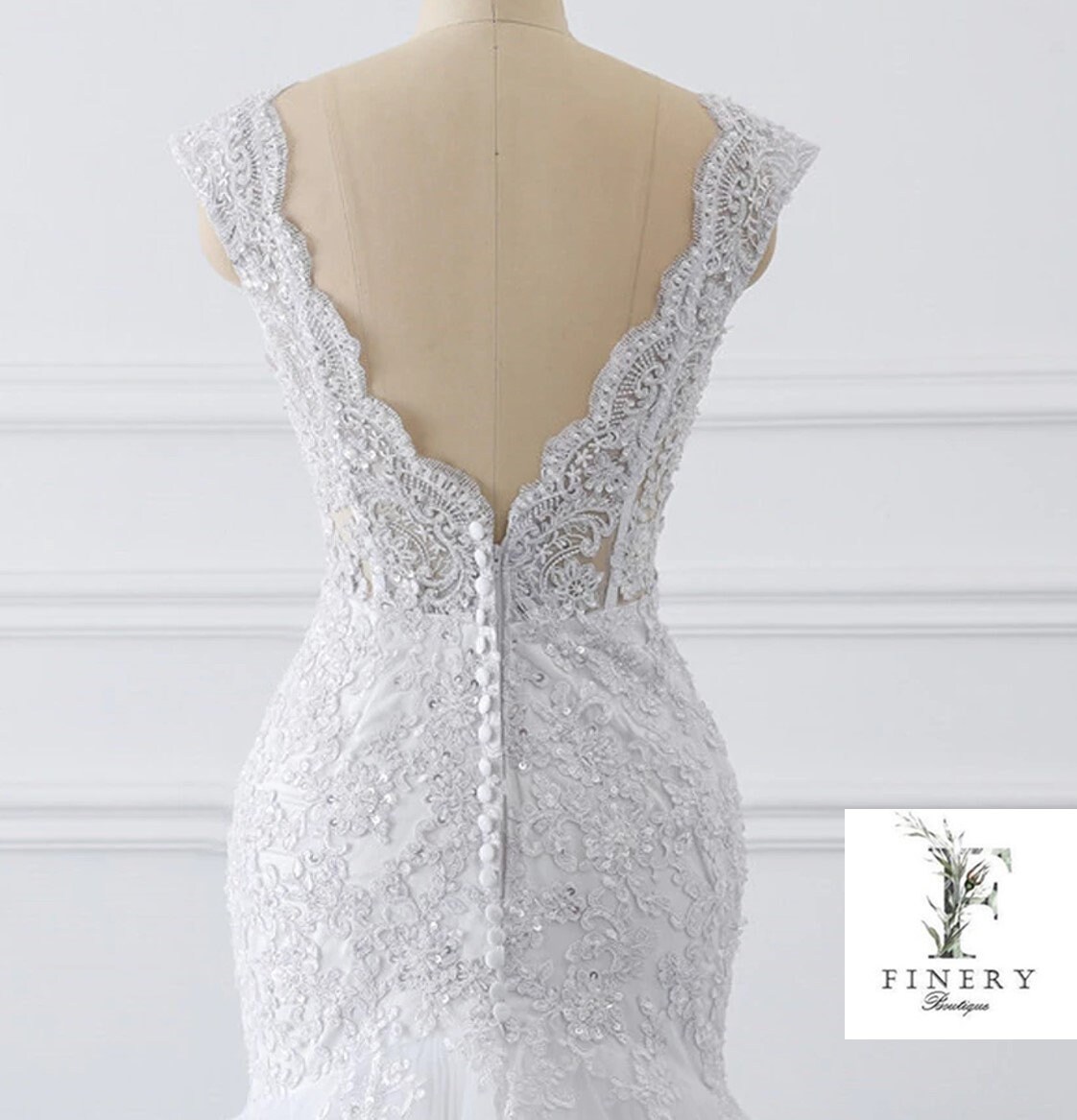 Lace Cap Sleeve Low Back Wedding Dress Beaded Lace Wedding Etsy