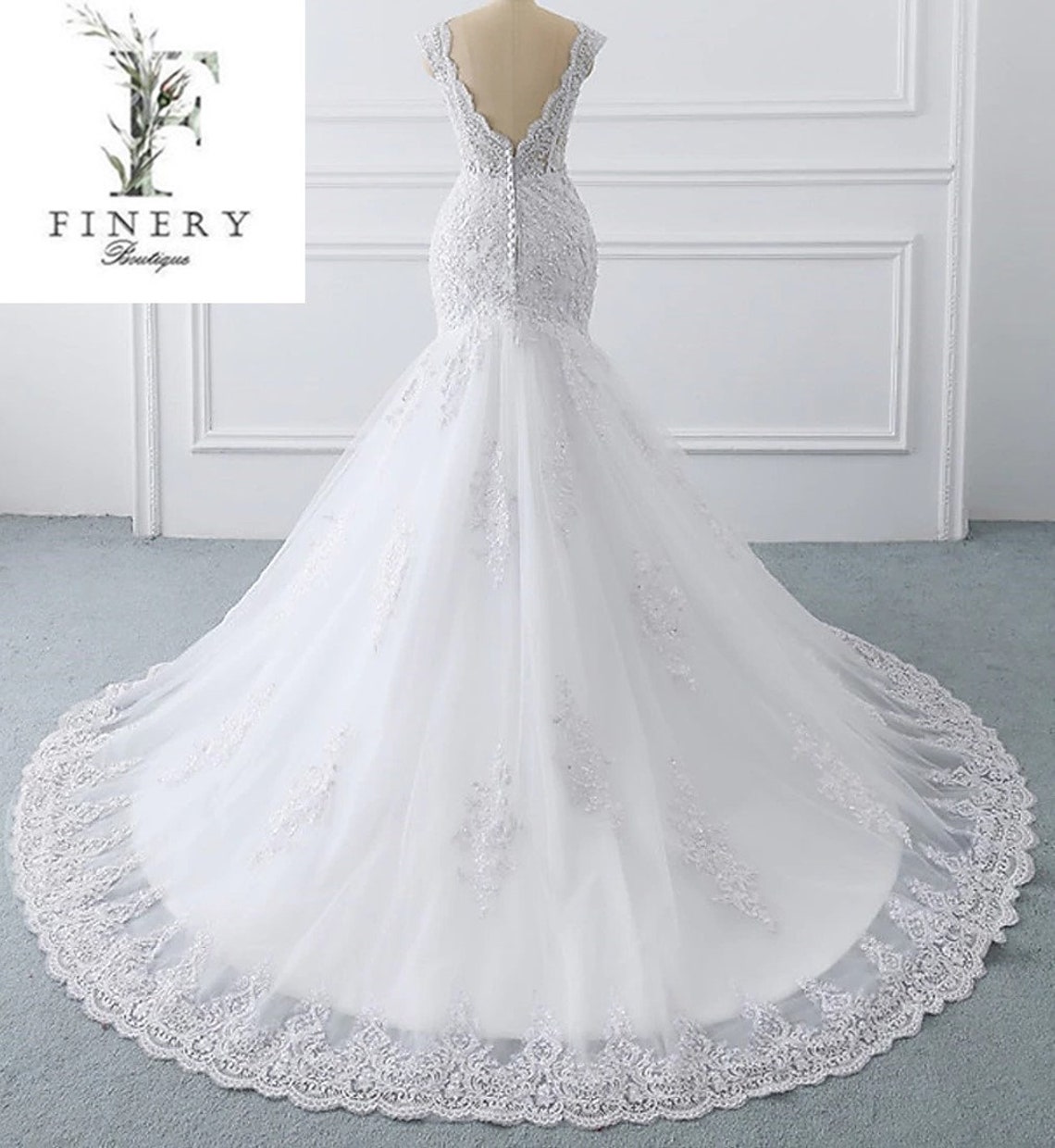 Lace Cap Sleeve Low Back Wedding Dress Beaded Lace Wedding Etsy