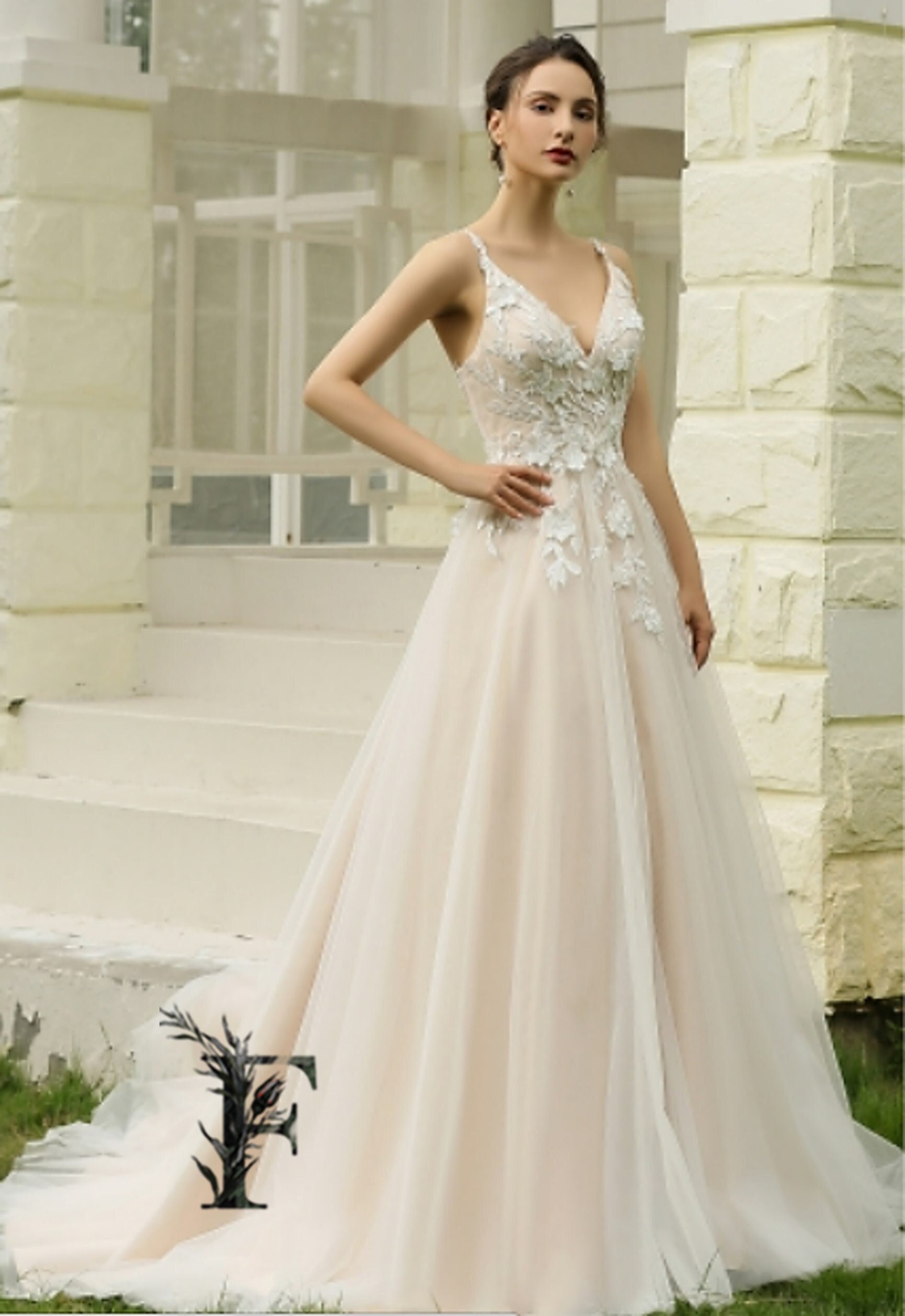 Floral vine applique dress sales