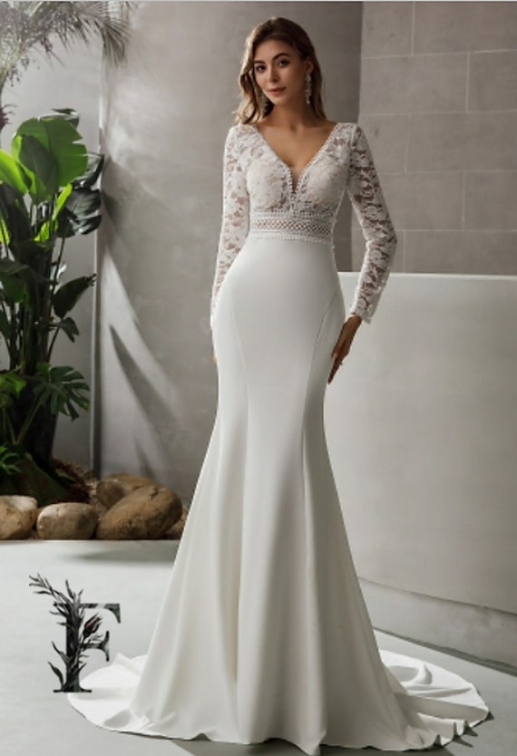 lace sheath wedding dress