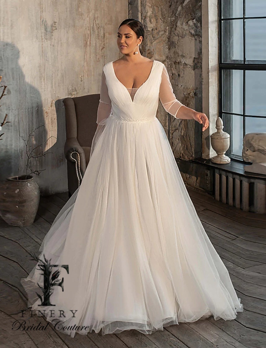 Three Quarter Sleeve Illusion Tulle 
