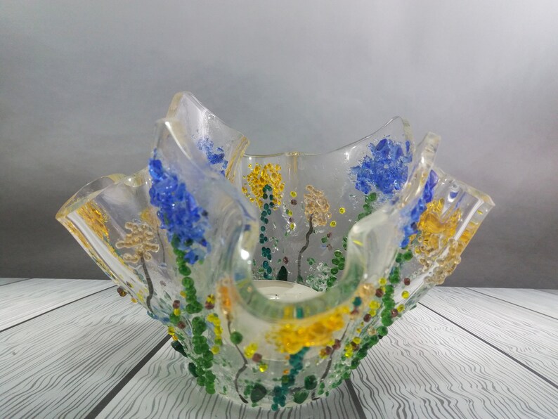 Fused Glass Candle Holder Etsy