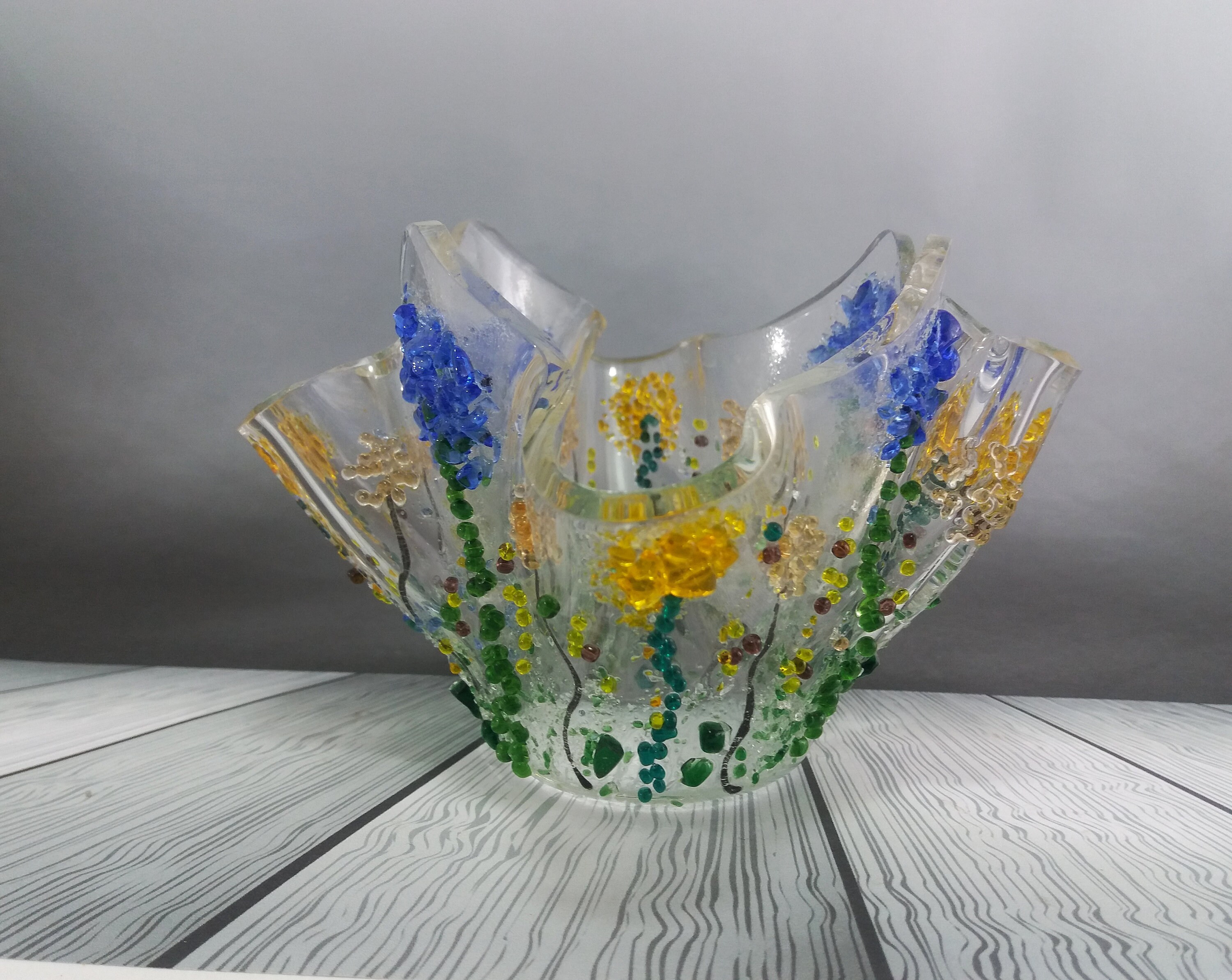 Fused glass candle holder Etsy