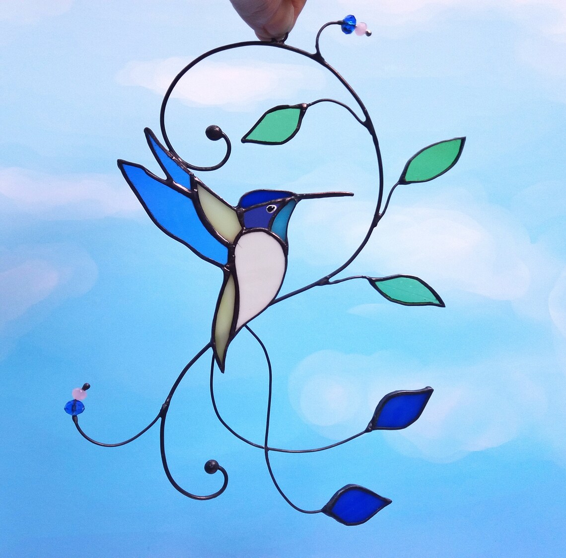 Stained glass art hummingbird Glass wall hanging decor Etsy