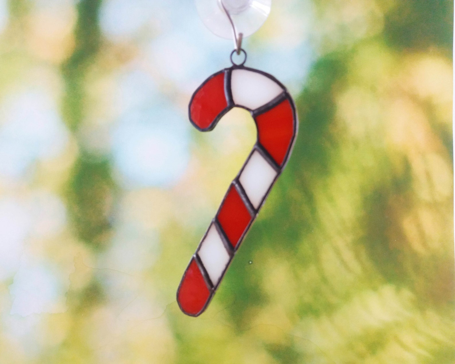 Stained glass suncatcher candy canes Christmas decor for home Etsy