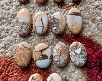 希少　♡Mookaite Jasper　ムーカイト♡　風景画　枝葉　2個セット Brecciated Mookaite Jasper Cabochons: Australian Crystal - Etsy