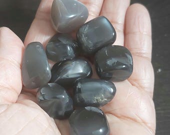 Tumbled Black Moonstone: Madagascar Origin; Protective Crystal