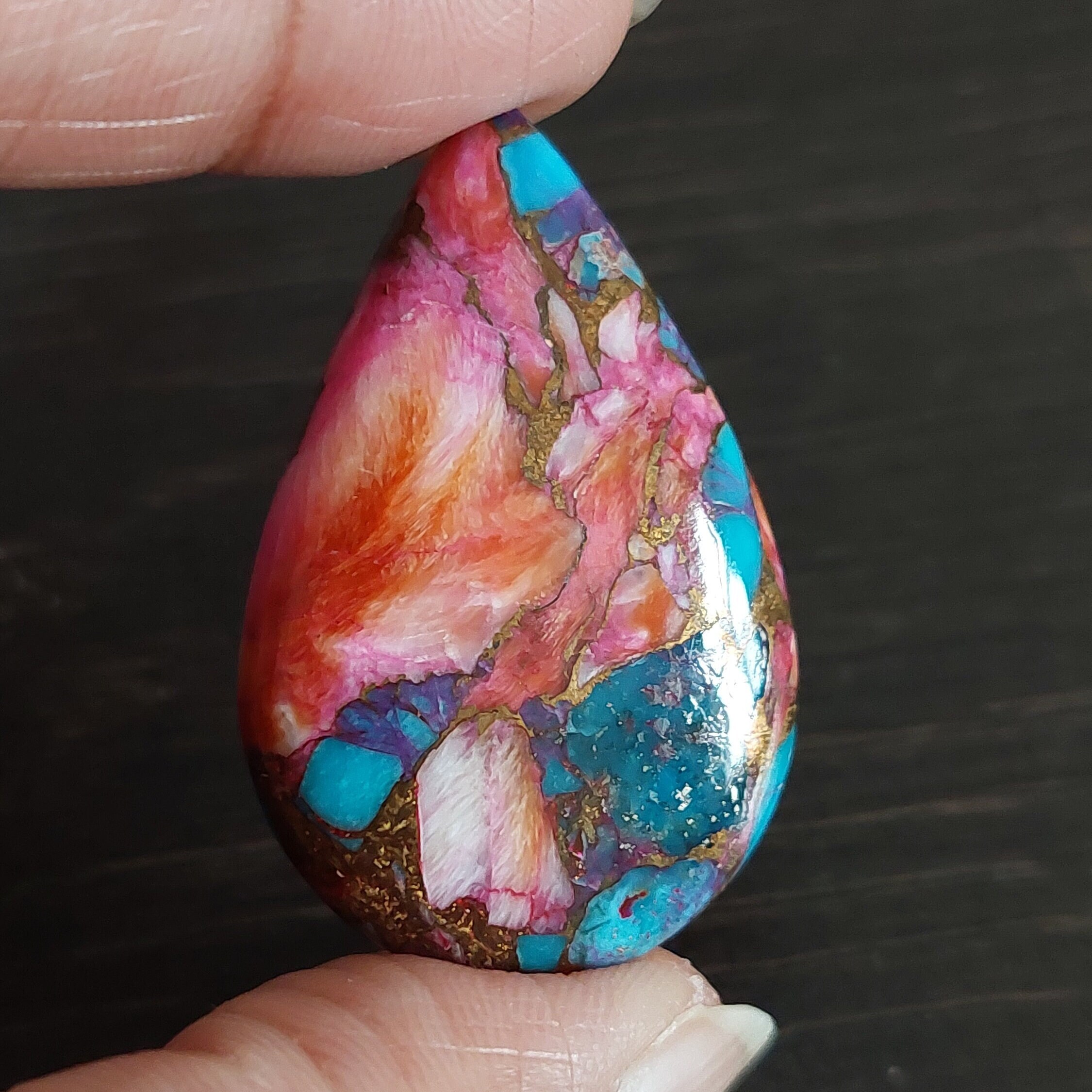 Dahlia Turquoise Cabochons (composite Crystals): Kingman Turquoise