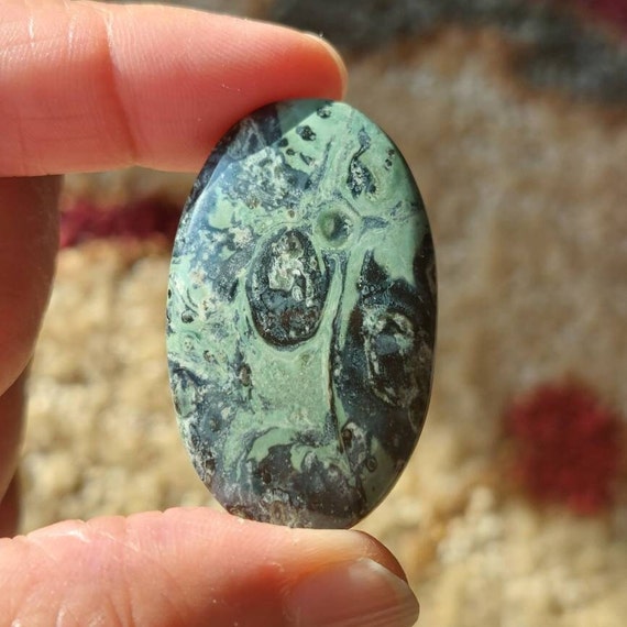 Kambaba Jasper Cabochons (Green Stromatolite): Madagascar Origin