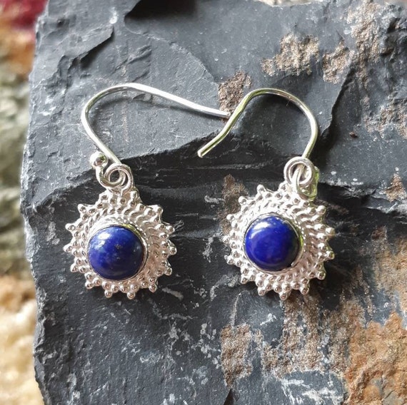 海外で大バス中！ラスト1点シルバーイヤリング 手作りのラピスラズリスターリングシルバーイヤリング - Etsy 日本