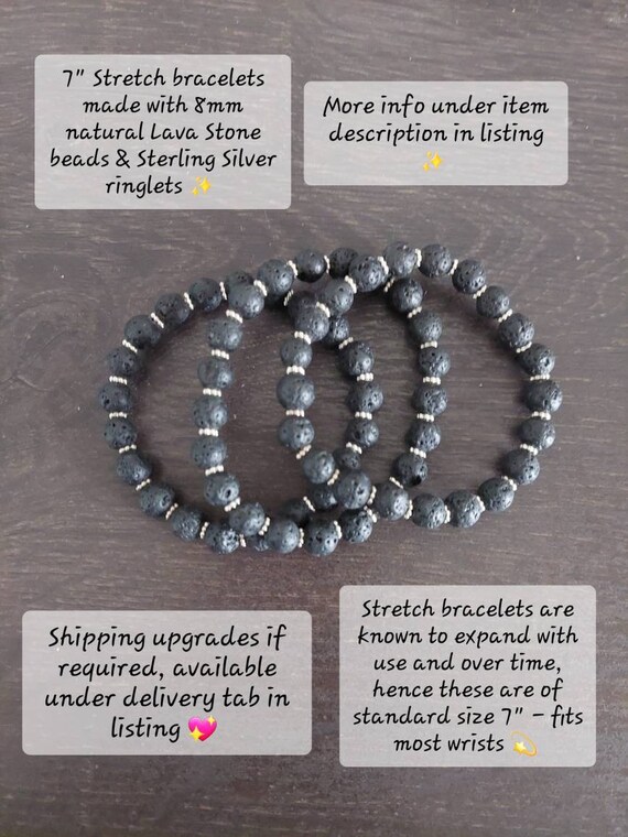BRACCIALE DA UOMO O DONNA SFERE PERLE IN PIETRA LAVICA COLORATA Braccialetto Regalo 03