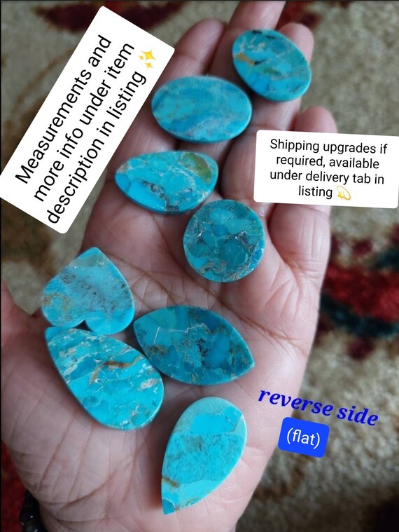 Mojave (mohave) Turquoise Cabochons: Composite Crystals; USA
