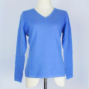Cornflower Blue Cashmere V-neck Pullover Sweater for Women - Etsy