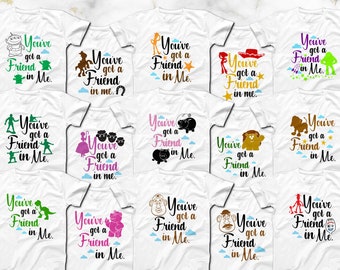 Disney Toy Story You've got a Friend in Me T-Shirts, Available in 15 Different Characters, Buzz Lightyear, Jessie, Woody, Aliens, and More