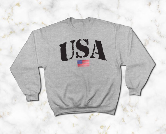 USA Army Style Heather Grey Sweatshirt, Printed on Super Soft