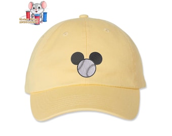 Mickey Baseball Ears Embroidered Dad Hat, Adjustable Adult & Youth Sizes, Variety of Cap Colors, Low Profile Unstructured Soft Cap