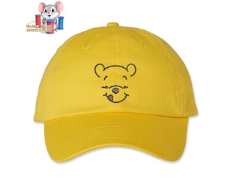 Winnie the Pooh Bear Cute Embroidered Dad Hat, Adjustable Adult & Youth Sizes, Variety of Cap Colors, Low Profile Unstructured Soft Cap