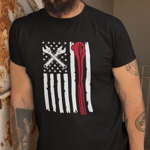 USA Tools Flag Mechanic T-Shirt | Adult Unisex Sizes | Premium Soft Style Tees | Water-based Ink | Funny Gift Shirt | Dad | Grandpa | Uncle