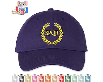 Camp Jupiter SPQR Embroidered Dad Hat, Adjustable Adult & Youth Sizes, Variety of Cap and 80 Stitch Colors, Low Profile Hat