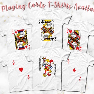 Jouer Card Deck Halloween Costume Cosplay T-Shirts, Group Costume Poker Cards, Cartes à jouer T-Shirts blancs, Casino Deck of Cards Chemises