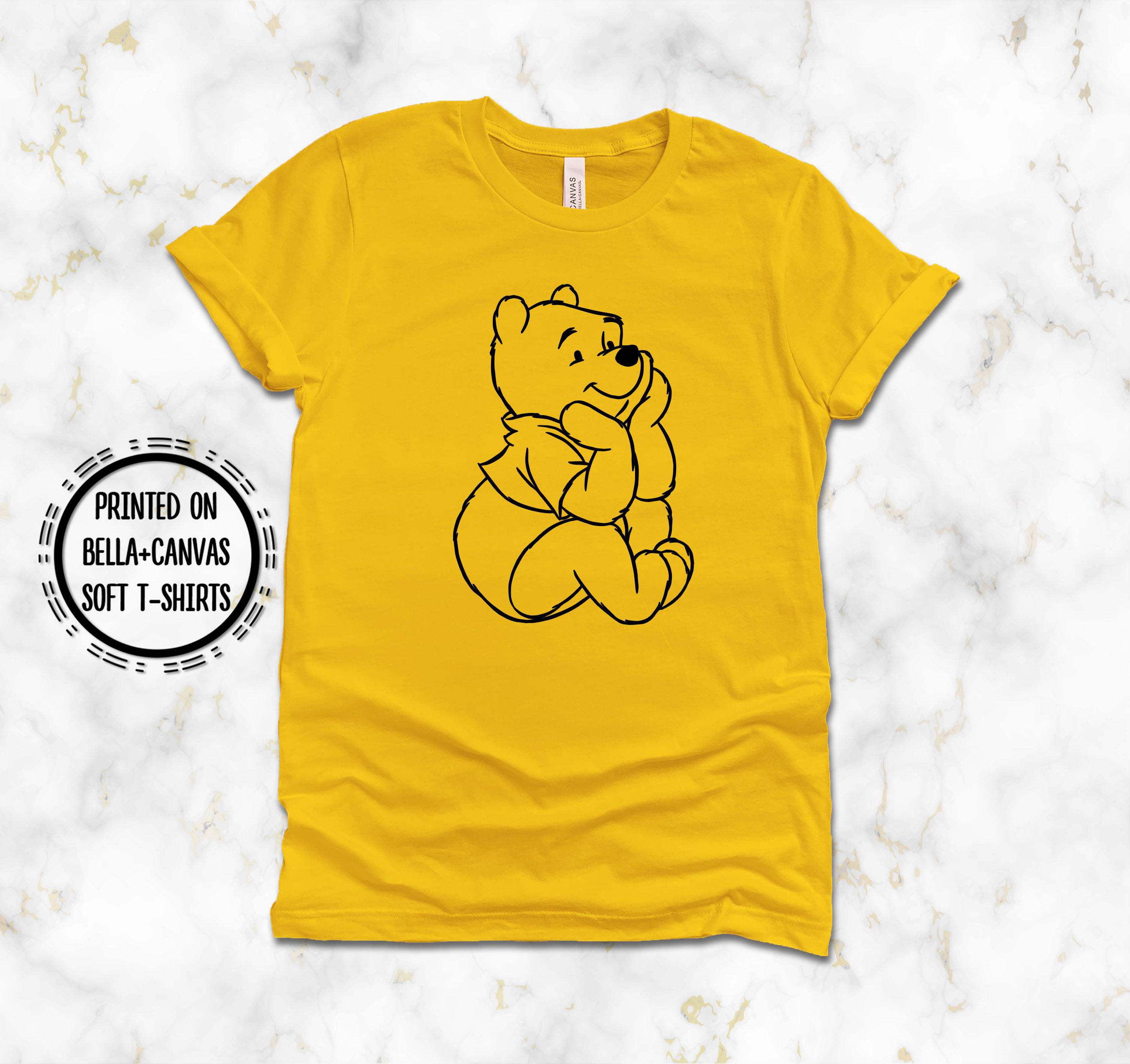 Pooh Outline T-shirt, Printed on Bella Canvas T-shirts, Winnie the Pooh and  Friends Cartoon Outline Print, Adult Unisex, Gold Color Tee - Etsy