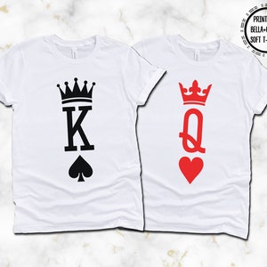 King of Spades Queen of Hearts Couples T-Shirts, Printed on Super Soft and Comfy Bella Canvas T-Shirt