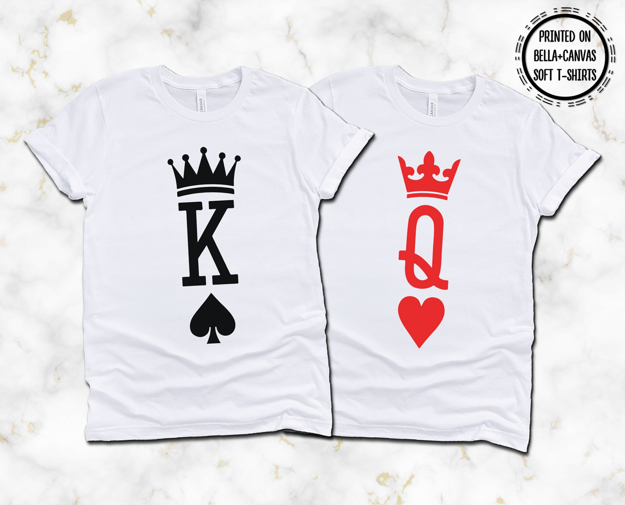 King of Spades Queen of Hearts Couples T-Shirts Printed on | Etsy